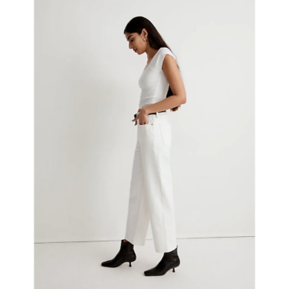 NWT Madewell The Perfect Vintage Wide Leg Crop Jean in tile white, size 26